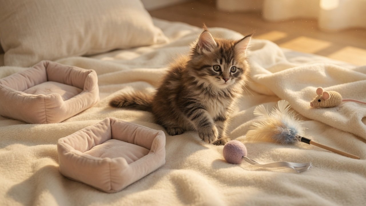 Maine Coon kitten first weeks at home